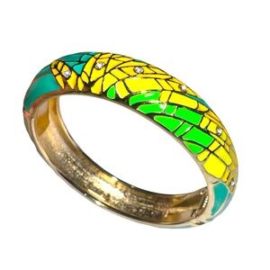 Sequins || Tropical Yellow & Green Enamel Gold tone Bracelet